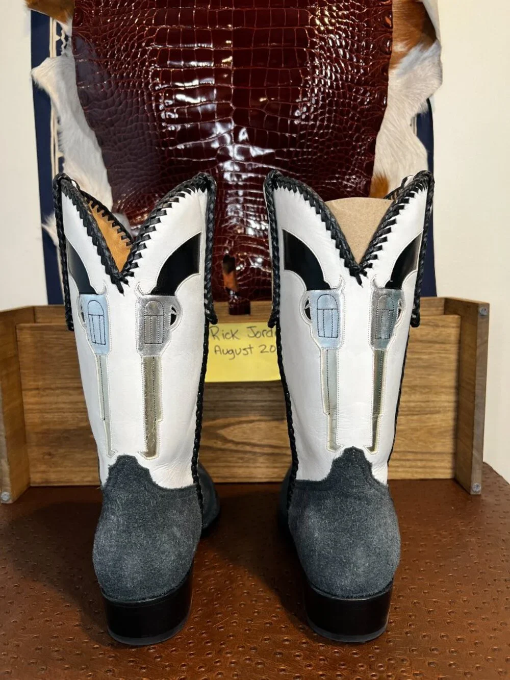 Custom Gunslinger Gray Calfskin Suede Cowboy Boots Fits 11EE/11.5D